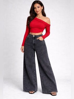 American Bazi Black Wide Leg Pants